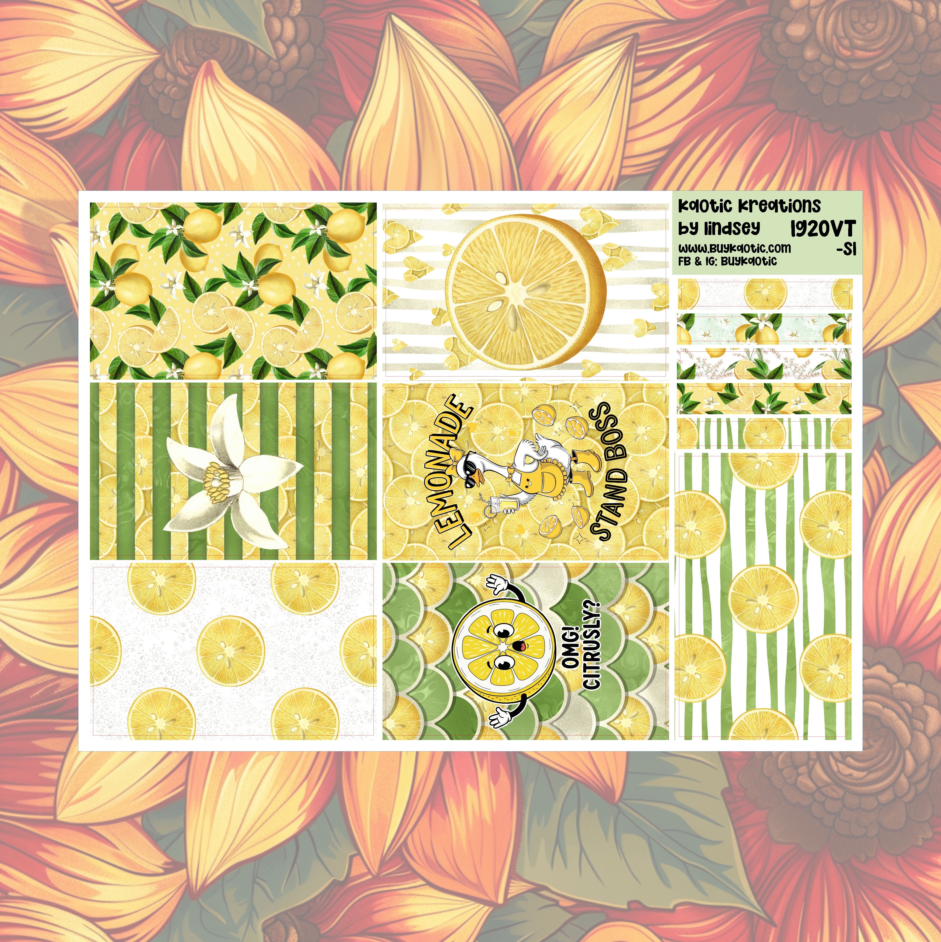 Lemonade Vertical Tall Weekly Sticker Kit