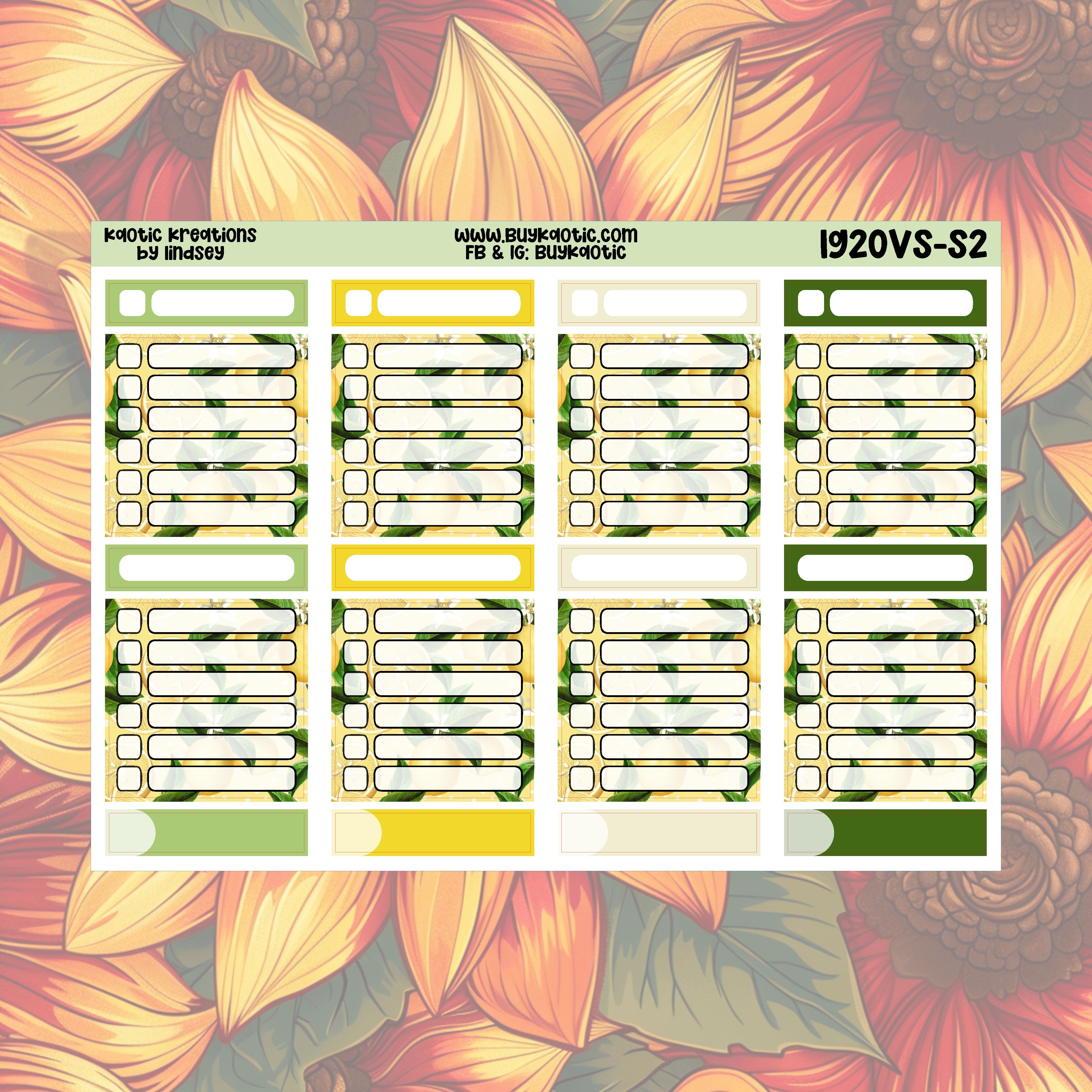 Lemonade Vertical Small Weekly Sticker Kit