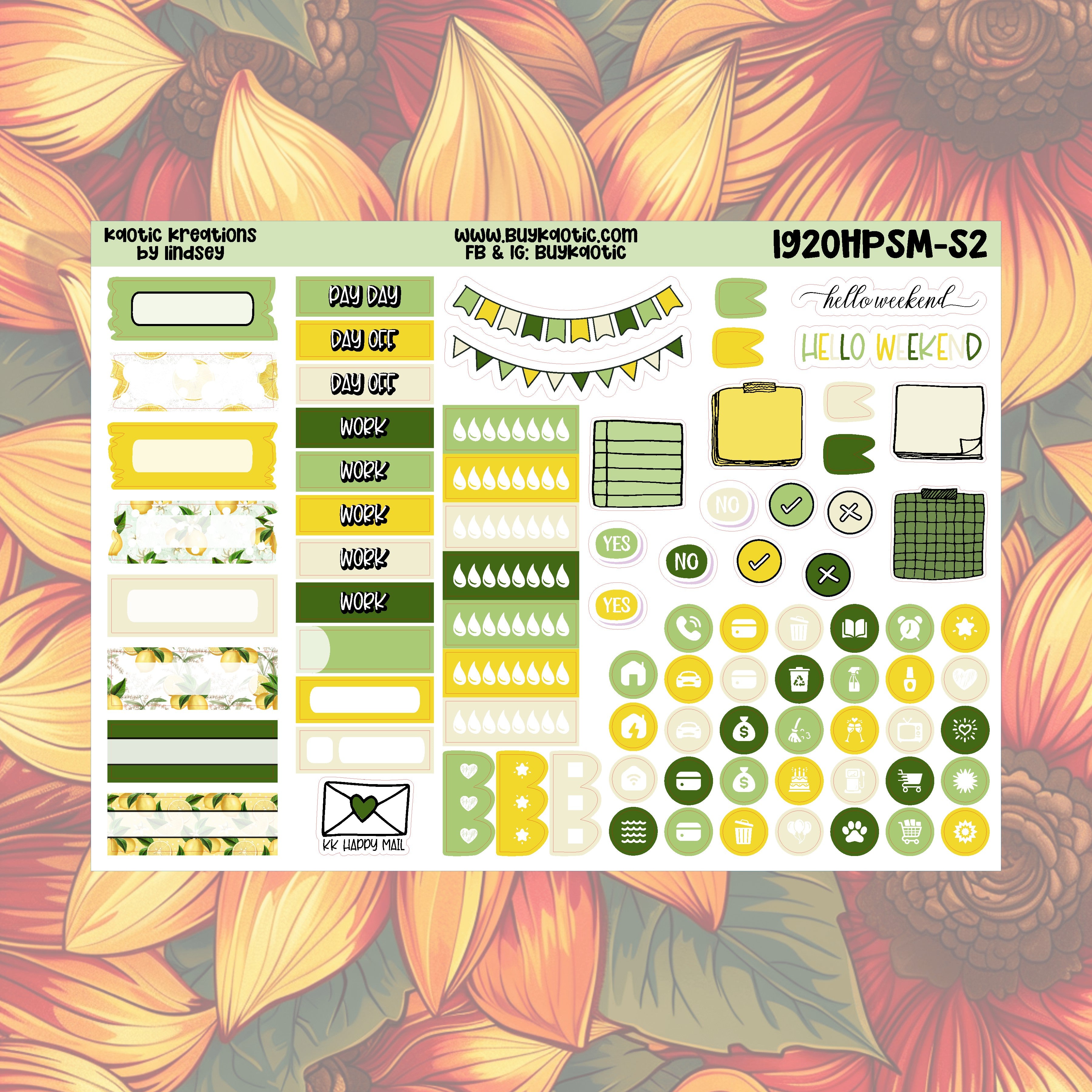 Lemonade HP Skinny Mini Weekly Sticker Kit