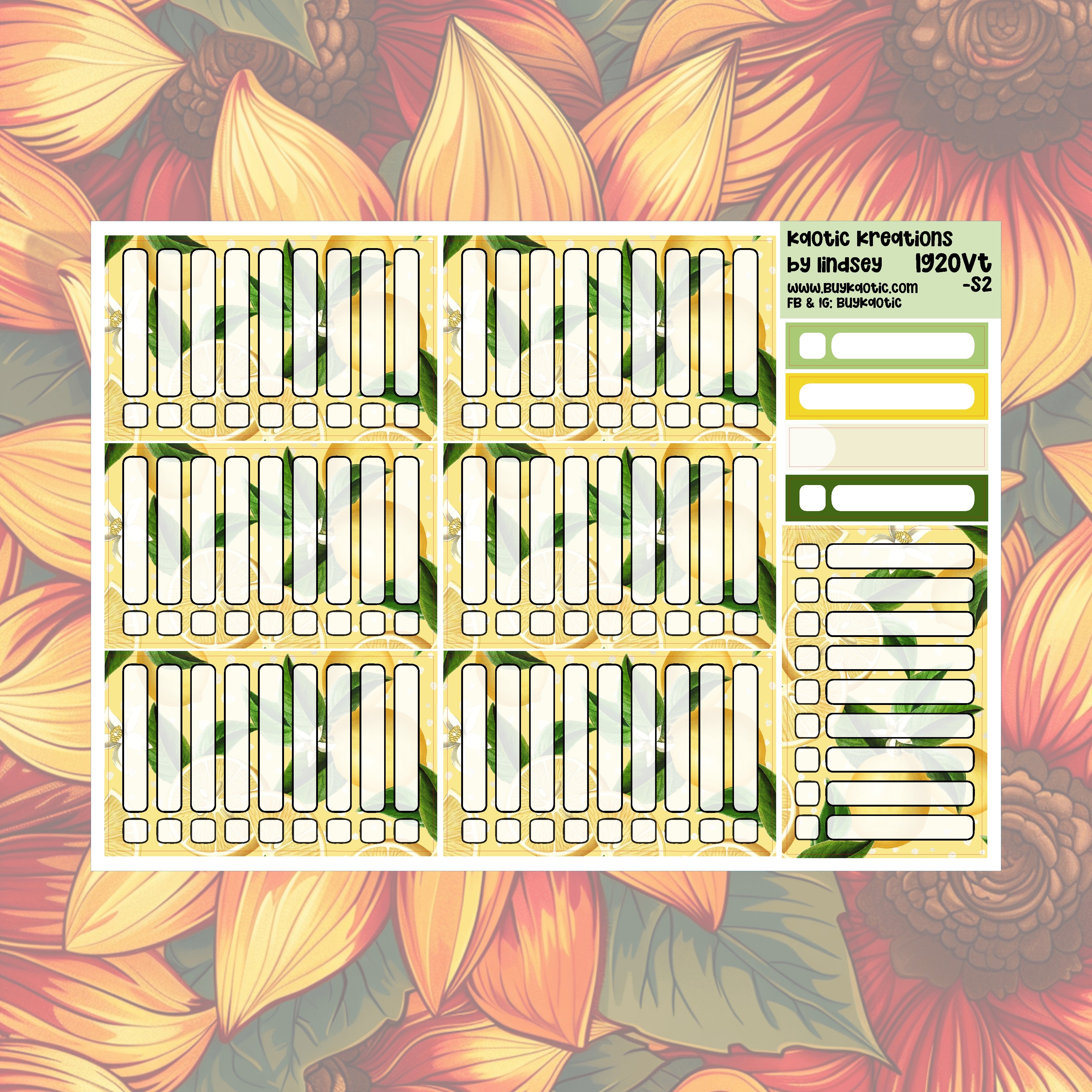 Lemonade Vertical Tall Weekly Sticker Kit