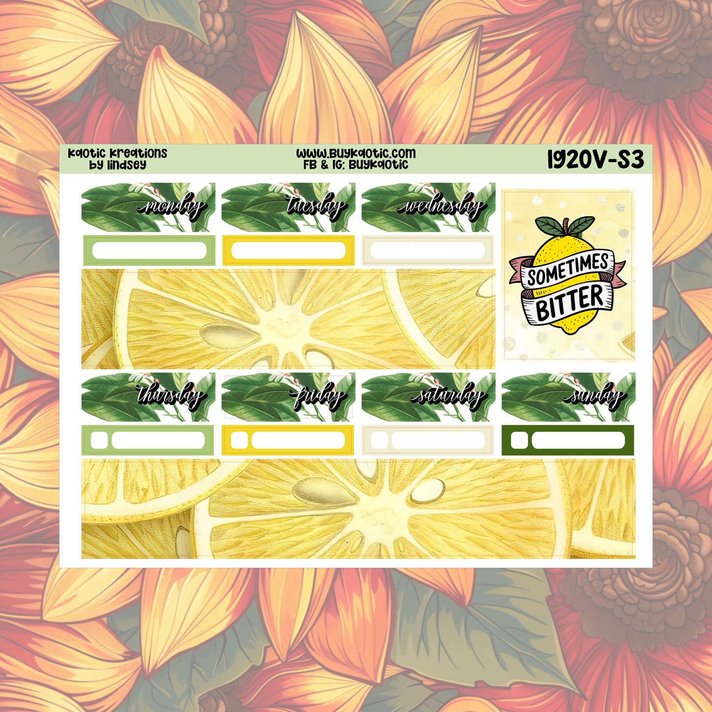 Lemonade Vertical Weekly Sticker Kit