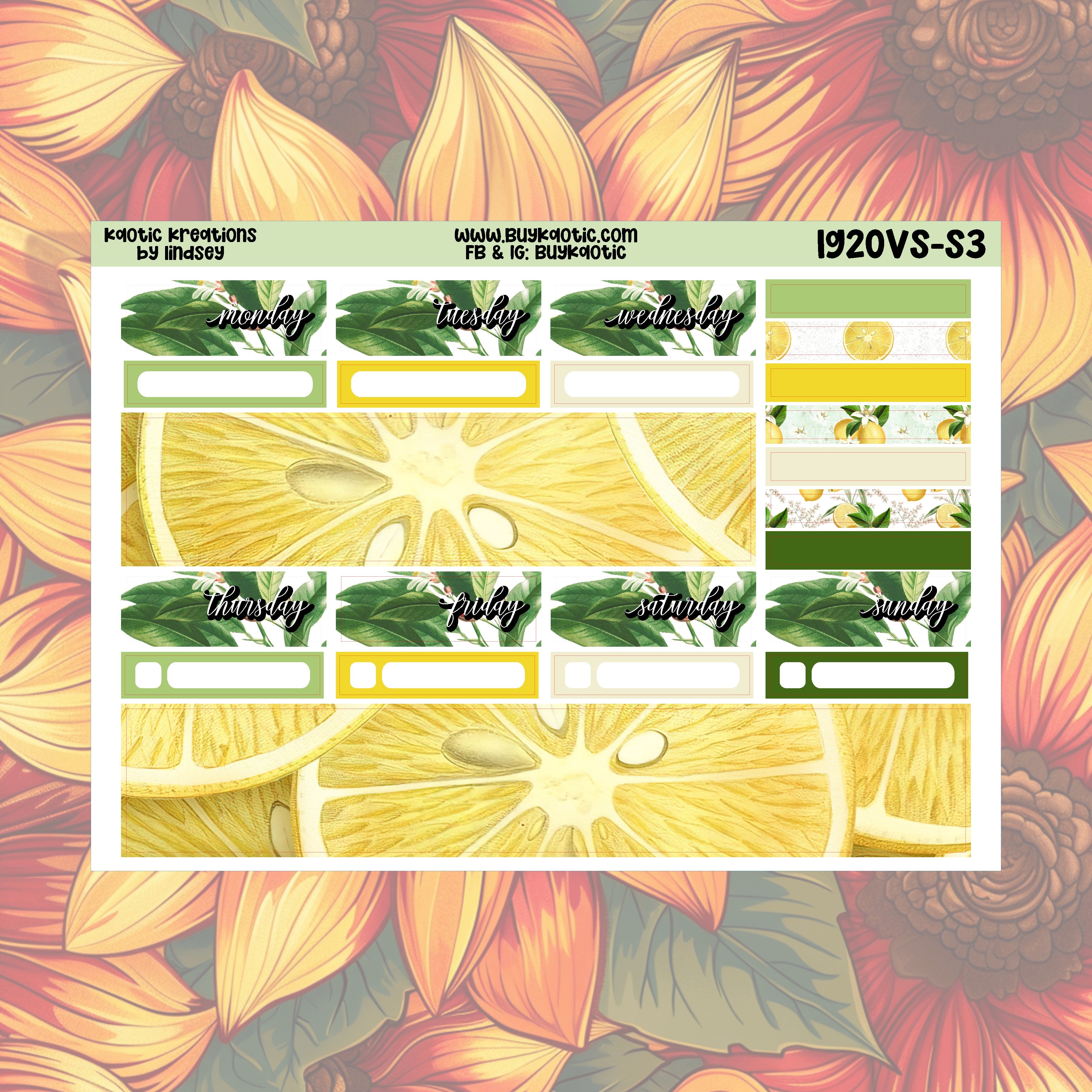 Lemonade Vertical Small Weekly Sticker Kit