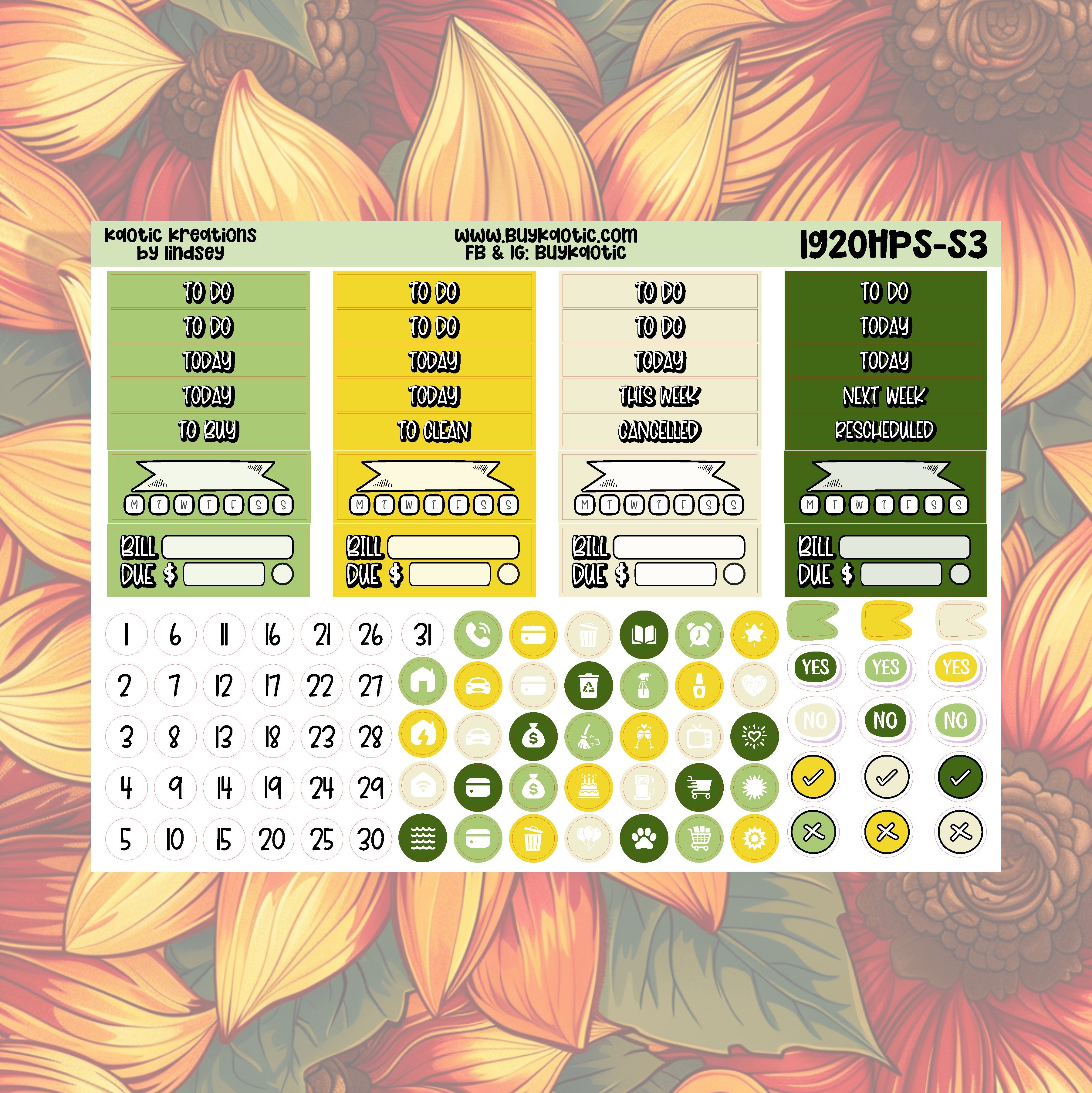 Lemonade HP Skinny Weekly Sticker Kit