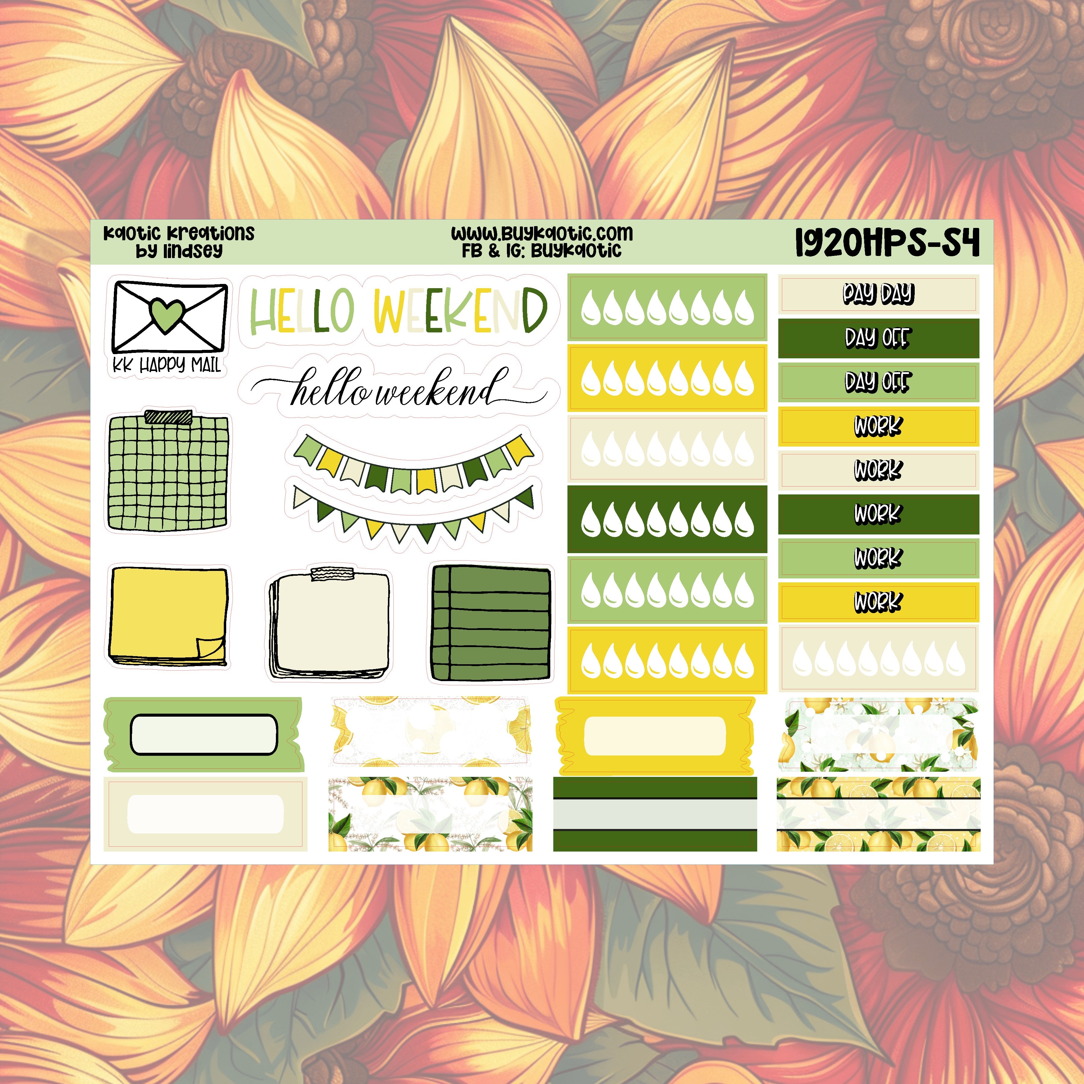 Lemonade HP Skinny Weekly Sticker Kit