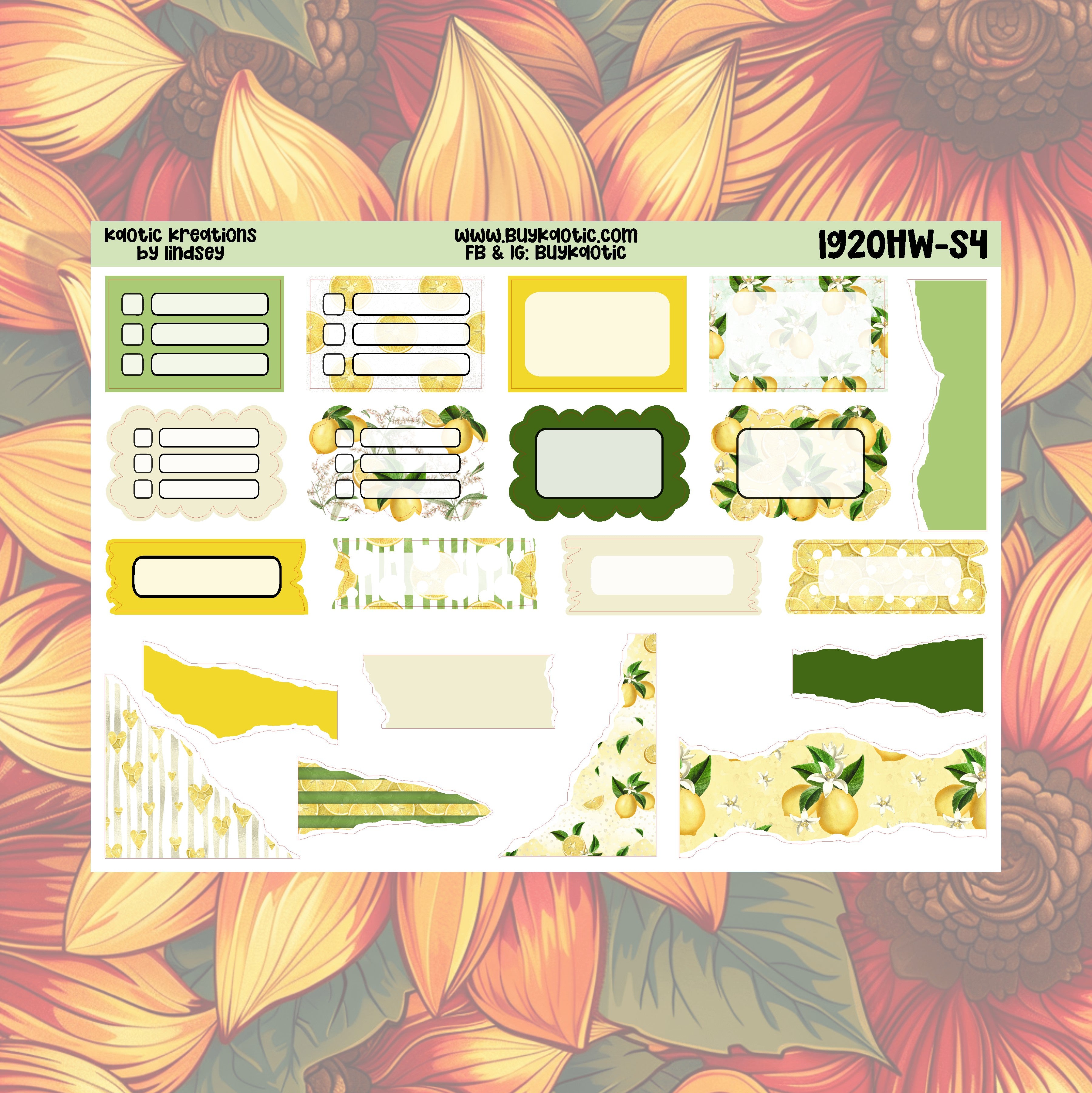 Lemonade Hobo Weeks Weekly Sticker Kit