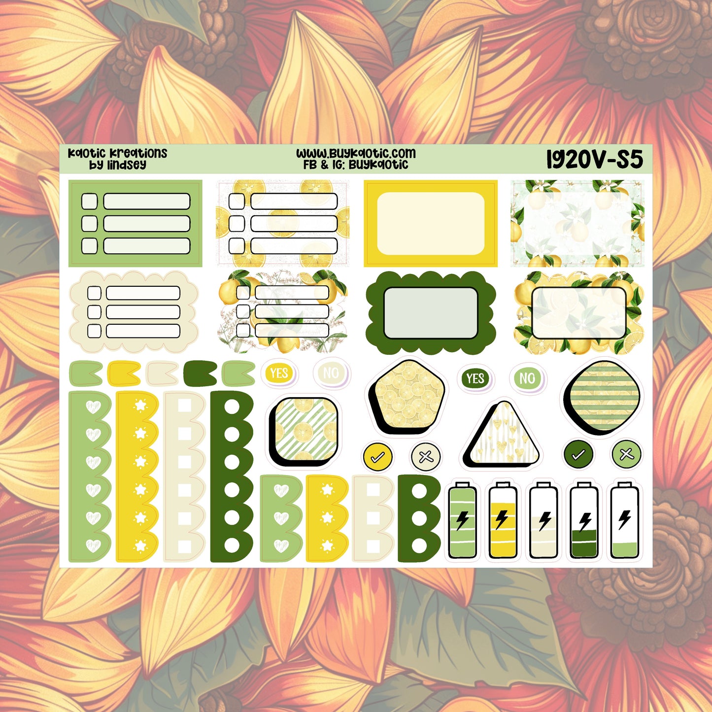 Lemonade Vertical Weekly Sticker Kit