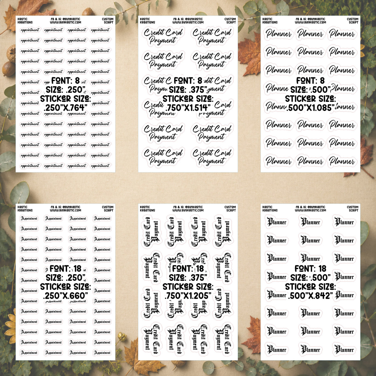 Custom Script Stickers
