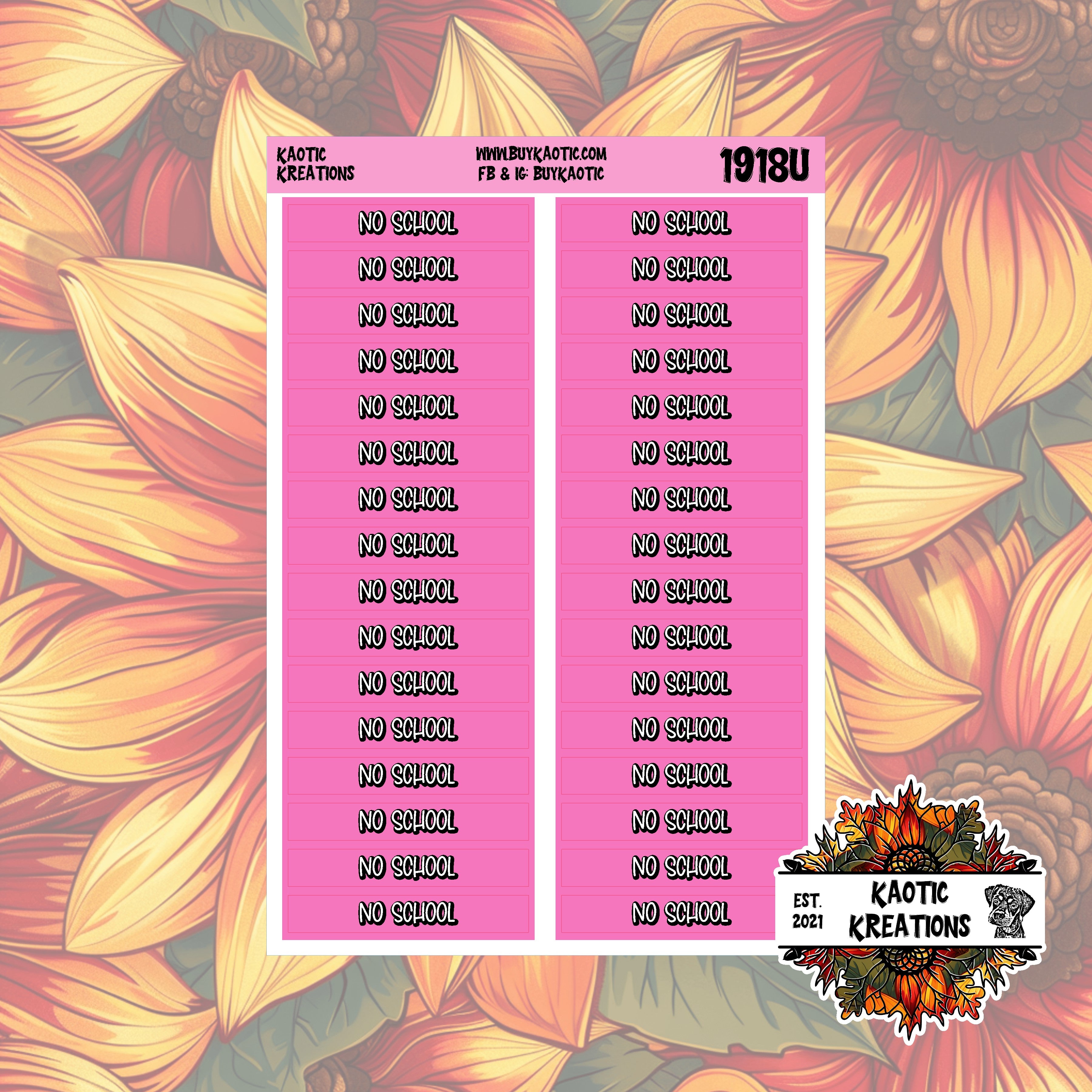 No School Monthly Header Stickers