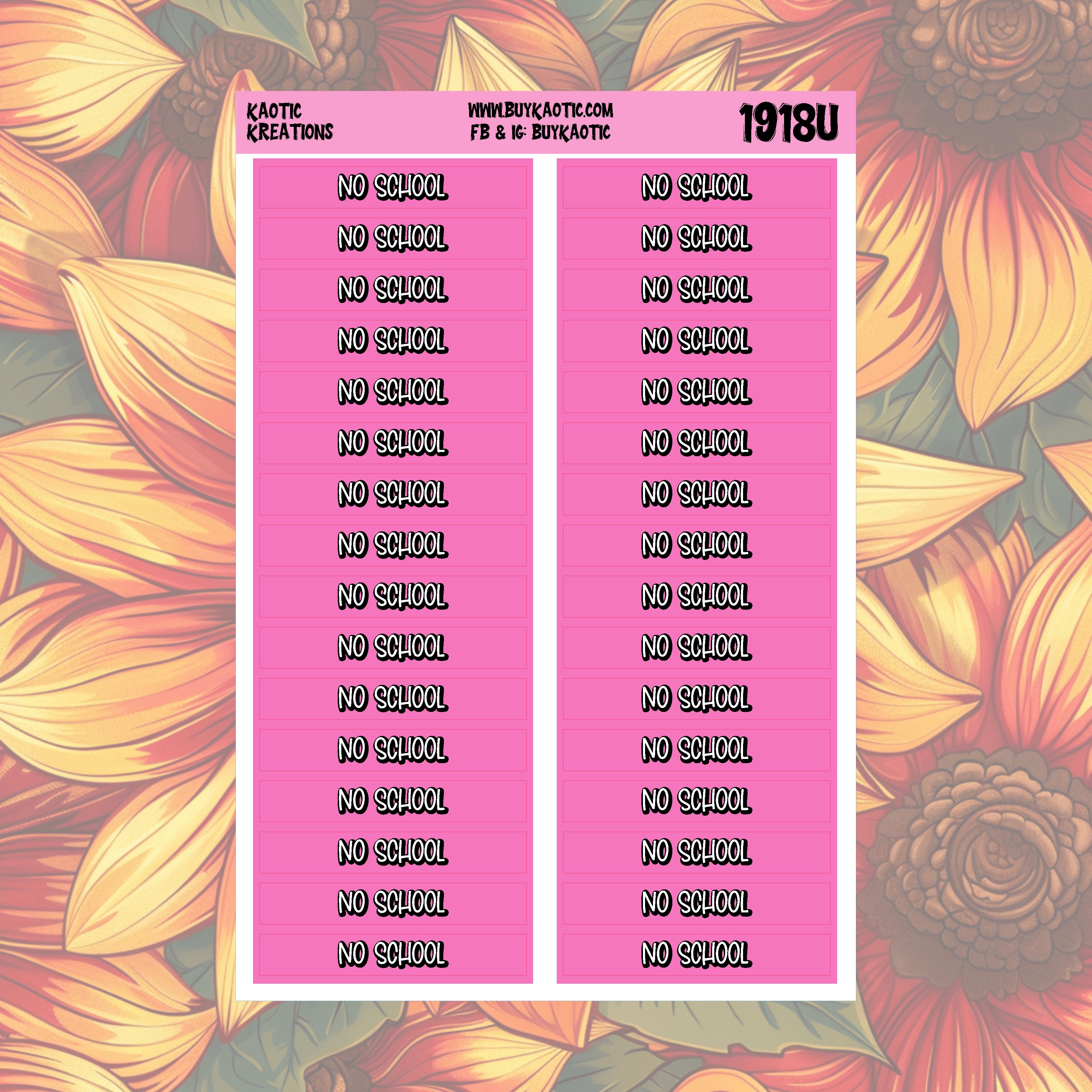 No School Monthly Header Stickers