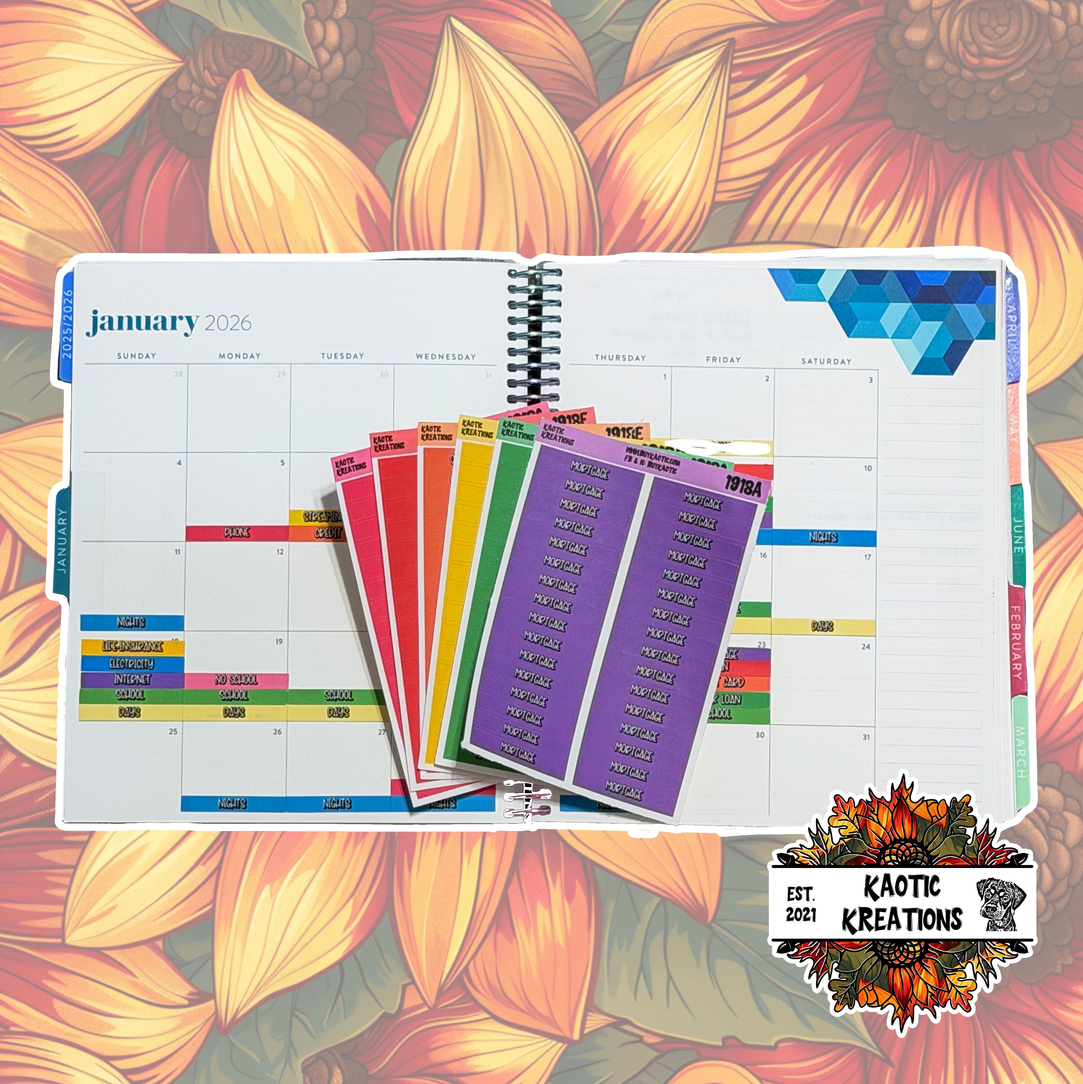 No School Monthly Header Stickers